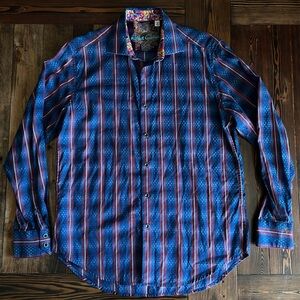 ROBERT GRAHAM • Classic Fit Button up Geometric Stripe Shirt Luxury flip cuff
